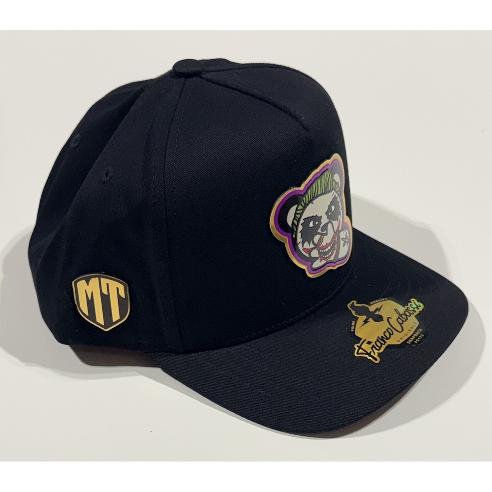 FRANCO CABASSI Snapback Hat - Black Joker Panda Patch Adjustable OSFM - NEW